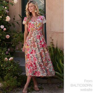 Loveliest BALTICBØRN Aliyah summer midi dress - BRIGHT flowers and lace MEDIUM